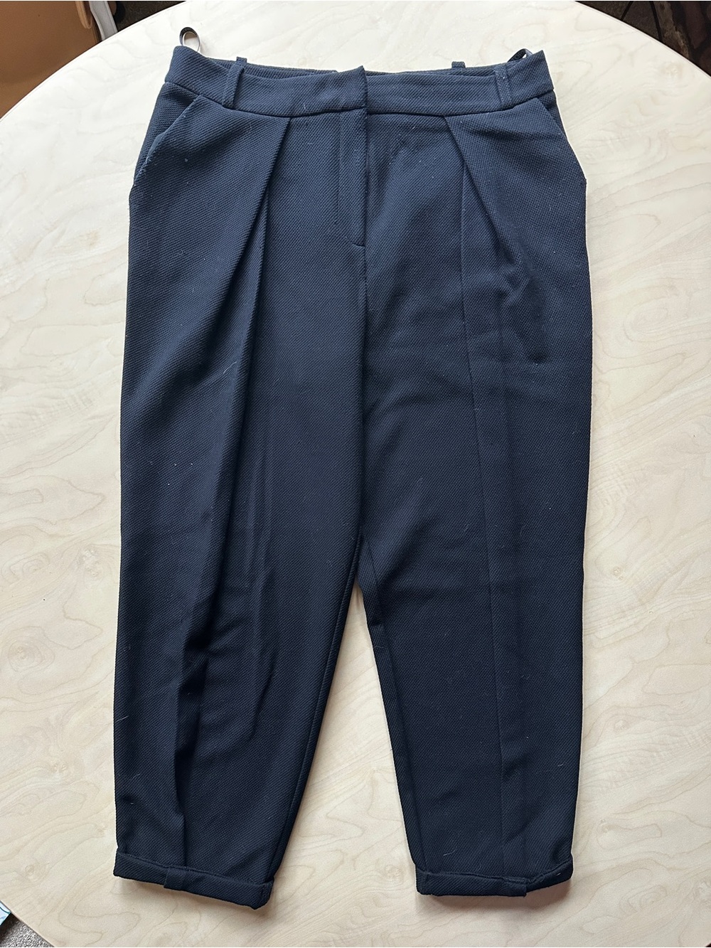 Topshop Navy Pleated Women's Trousers